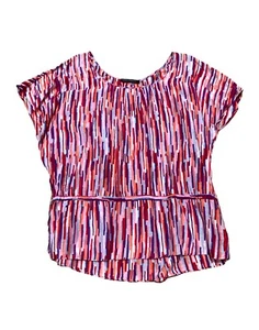David Lawrence Silk Blend Red Purple Stripe Tunic Top - Size 14 - Picture 1 of 9