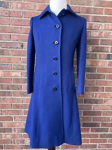 Vintage 70er Jean Louis United Airlines Wollmantel Satin gefüttert royalblau Gr. S - Bild 1 von 9
