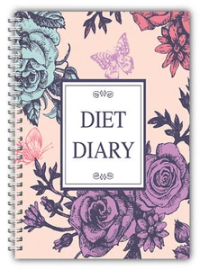 DIET DIARY SLIMMING TRACKER FOOD DIARY A5 WEIGHT LOSS JOURNAL DIET DIARY FLOWERS - Picture 1 of 5