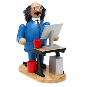 Räuchermann Räuchermännchen Figur aus Holz am PC 19 cm groß mehrfarbig NEU - Bild 1 von 5