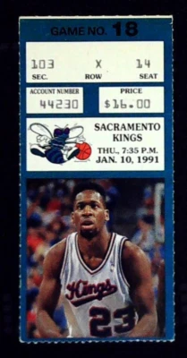 Hornets Kings Blowout Wayman Tisdale Basketball Photo NBA Ticket Stub 1/10/1991 - Image 1 of 2