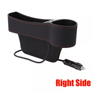 Car Right Side Seat Gap Storage Box Crevice Organizer Dual USB Cup Holder Black - Bild 1 von 10