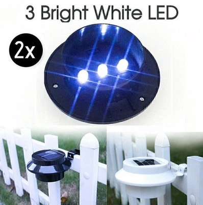 2x Solar Powered 3 LED Lights Wall Light Outdoor Garden Yard Pathway Fence Lamps - Image 1 of 4