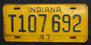 Indiana Nummernschild T 107 692 von 1947 - Original - Bild 1 von 2