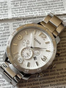 Fossil JR1444 Vintage Men's Watch 50mm Silver & White Used H - Picture 1 of 6