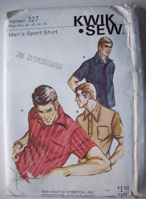 70's Mens Dress sport shirt  pattern 327 size 40 42 44 46 - Image 1 of 2