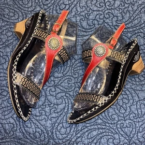 L’Artiste Spring Step 37 US 6.5-7 Dreamer Black Red Leather Heeled Sandals Adjus - Picture 1 of 16