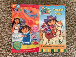 Dora The Explorer VHS Lot (2) Nick Jr. It's a Party Cowgirl Dora - Nickelodeon - Picture 1 of 3