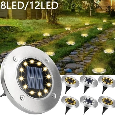 8/12LED Solarleuchte Bodenstrahler Außen IP65 Gartenleuchten Garten Solarlampen - Bild 1 von 4