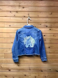 Girls Falls Creek Sequin Unicorn Jean Denim Jacket XL - Picture 1 of 7