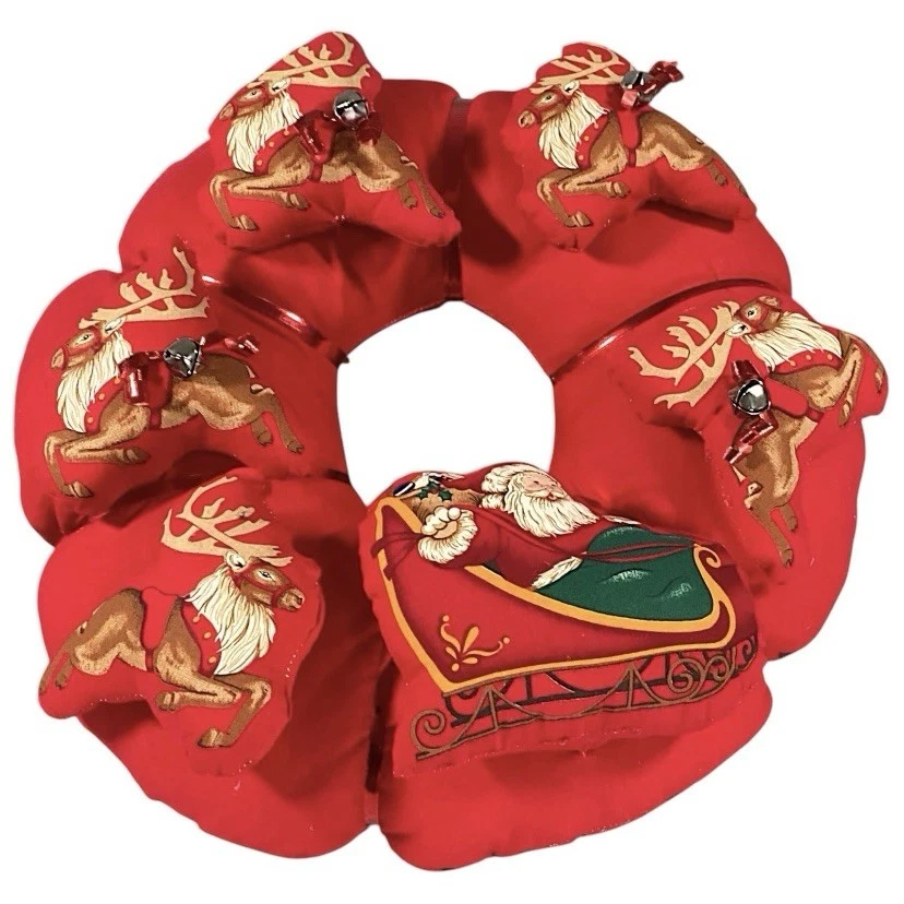 "Guirnalda de Navidad 17"" Rojo Relleno Papá Noel Reno Campana Decoración de Vacaciones Puerta De Colección" Foto 1 de 4