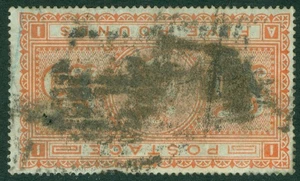 SG 133 £5 orange on blued paper. Very heavily used, some creasing & closed.... - Picture 1 of 1