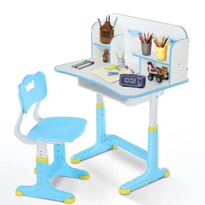 Höhenverstellbares Kinder Schreibtisch und Stuhl Set mit Bücherregal&Schublade - Bild 1 von 32