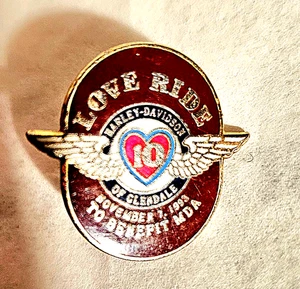 Harley Davidson Glendale California Dealer 1993 10th MDA Love Ride Weste Pin gebraucht - Bild 1 von 2