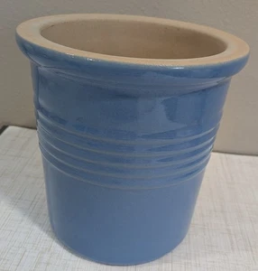 Pampered Chef Family Heritage Blue Pottery 5.75 " Utensil Canister Crock - Picture 1 of 5
