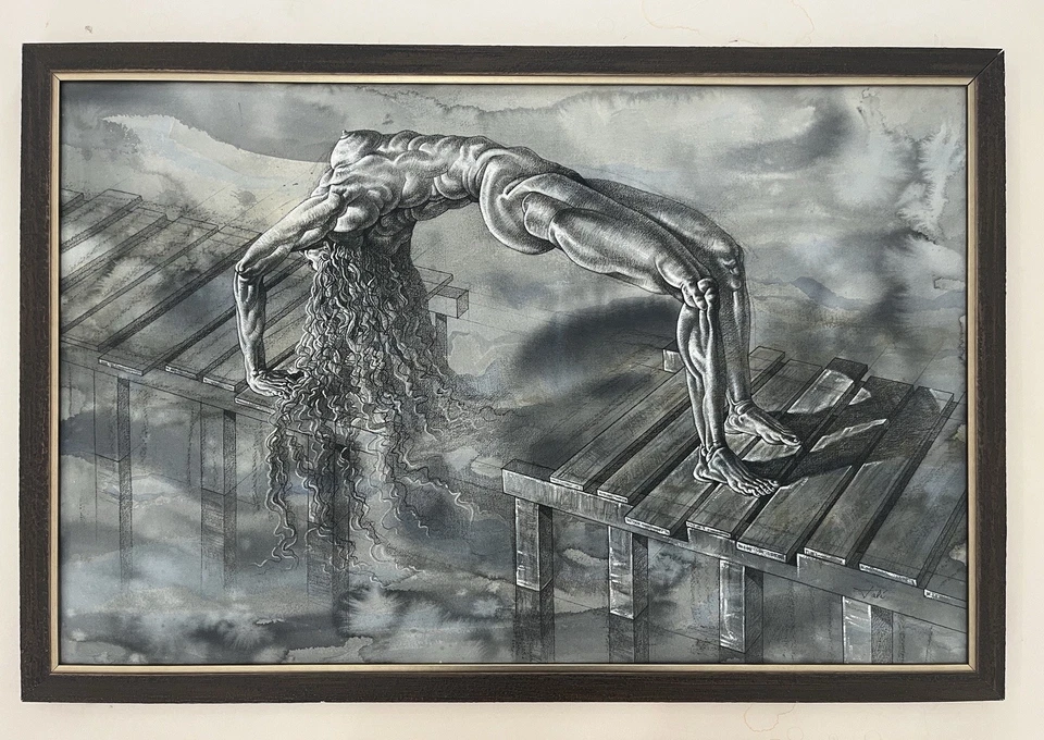 萨尔瓦多·达利水彩/纸上墨水 1904 - 1989 年手工签名艺术风格  — 第 1/4 张图片