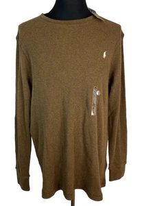Polo Ralph Lauren Shirt Mens XL Slim Brown Waffle-Knit Long Sleeve NEW - Picture 1 of 14