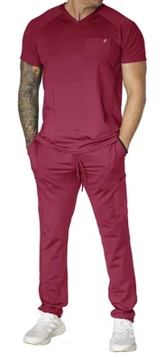 Evrpur Fit Scrubs Set Men’s Medium Top Pants Maroon Multi Pocket - Image 1 of 4