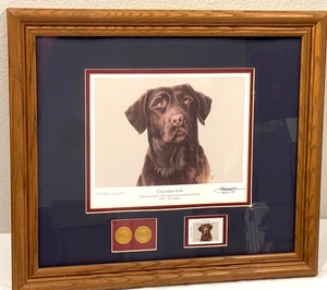 Impresión de estampilla firmada por Jim Killen 1997 - Laboratorio de chocolate deportista enmarcado personalizado - Imagen 1 de 5