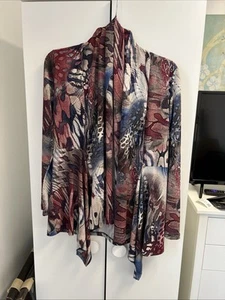 Cárdigan Clara Sun Woo XS Multicolor Frente Abierto Manga Larga Boho Hippie Artístico - Imagen 1 de 11