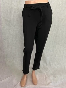 Nicole Miller Women’s Size Medium Black Elastic Tie Waist Black Ankle Pants - Picture 1 of 12