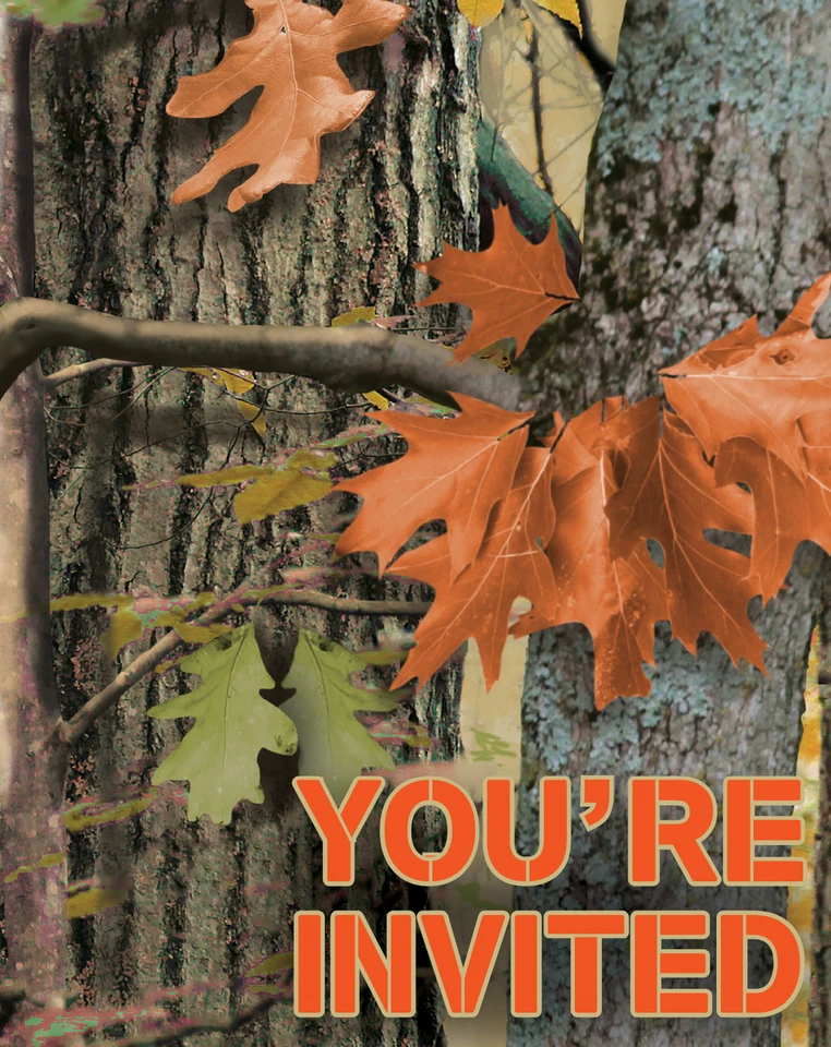 Camouflage Invitations Hunting Decoration Party Favor Supply 8ct - Image 1 of 2
