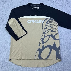 VTG Oakley Cycling Jersey Men's M Big Logo 3/4 Sleeve Nylon Mountain Bike Moto - Picture 1 of 13