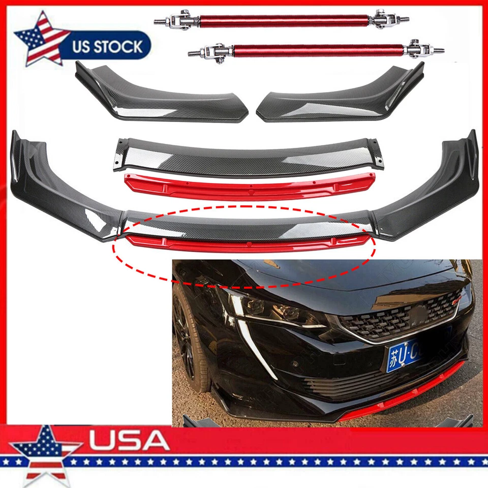 Front Bumper Lip Splitter Spoiler Body Kit Carbon Fiber Rods For Kia Optima K5 Foto 1 de 4