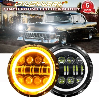 Par de faros LED redondos de 7 pulgadas para Chevy Bel Air 1955 1956 1957 Foto 1 de 4