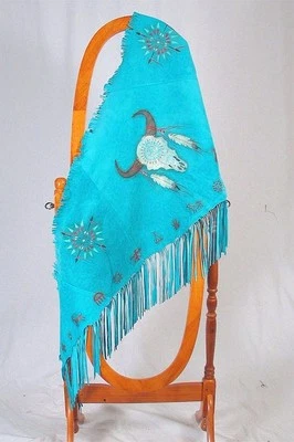 Xale de couro estilo ocidental pele de javali camurça com franjas 72′′ x 22" - Imagem 1 de 4