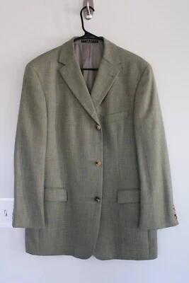 GREEN PLAID HUGO BOSS WOOL / LINEN BLEND ROSSELLINI SPORT COAT s 42R suit jacket - Image 1 of 4