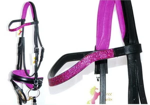 FSS VIVID 7 filas Pequeña Curva de Cristal Fucsia Ostentosa ROSA Delgada Comfort Brida 🙂 - Imagen 1 de 11