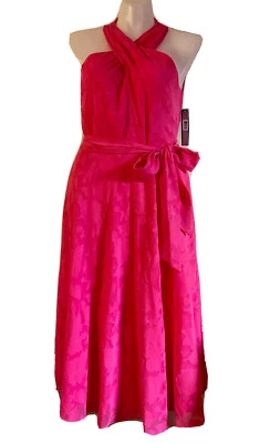 НОВЫЙ С ЯРЛЫКАМИ-TAHARI ASL МЯЧ ПЛАТЬЕ CRISS-КРЕСТ С БРЕТЕЛЬЮ ЧЕРЕЗ ШЕЮ, SZ. 16, НЕОНОВЫЕ КОРАЛЛЫ. COLÓR - Изображение 1 из 4