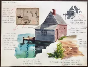 AMAZING VINTAGE ORIGINAL ART PAINTING ARTIST SKETCH ARTWORK DRAWING PLANS - Imagen 1 de 1