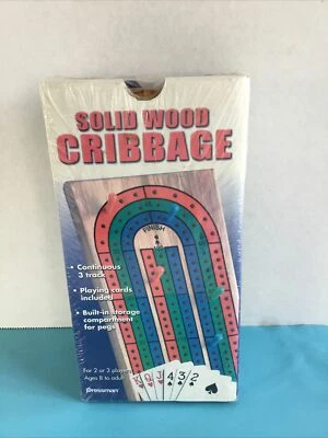 NEW Solid Wood Cribbage Continuous 3 Track Board with Built-In  Storage  - Image 1 of 2