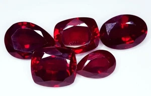 53.07 Cts Natural Red Ruby 5 Pcs Lot Loose Gemstone Quality Mixed Shape Ruby Gem - Picture 1 of 10