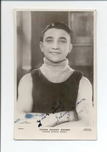 1920s Beagles Postcard YOUNG JOHNNY BROWN Autograph Signed Vintage Boxing Card - Picture 1 of 2