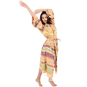 Woman's Bathrobe-Luxury Kimono Peshtemal Long Robe Lightweight robe for Spa Pool - Picture 1 of 7