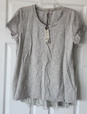 $65 NUEVO CON ETIQUETAS Mod-O-Doc Mujer Alta-Lo Plisada Transparente Espalda Baja Camisa Top Talla XL XLarge Foto 1 de 4