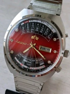 Men's Watch Orient College Multi Calendar Automatic Japanese Watch Red Burgundy - Picture 1 of 24