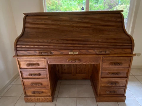 Antique Winners Only Inc. Oak Roll Top Desk Cover