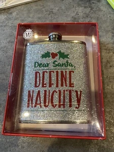 Funny Christmas Gifts Secret Hip Flask "Dear Santa Define Naughty" - Picture 1 of 5
