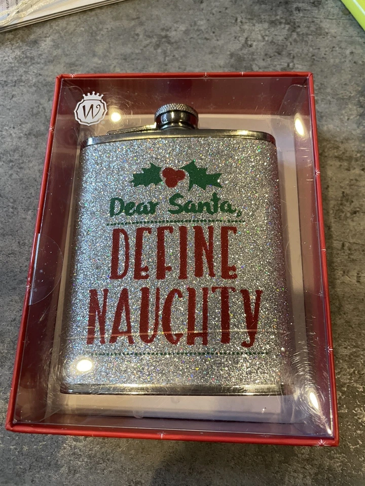 Funny Christmas Gifts Secret Hip Flask "Dear Santa Define Naughty" Foto 1 de 4