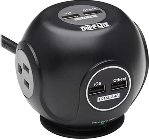 Tripp Lite Surge Protector 3-Outlet Spherical Surge Protector, 4 USB Ports - Picture 1 of 9