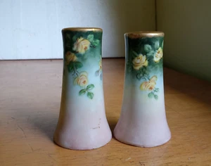 ANTIQUE 1890s PORCELAIN SALT & PEPPER SHAKER PAIR SIGNED GRAY BAVARIA - Picture 1 of 6