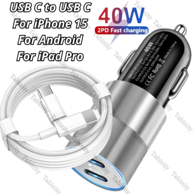 40W USB-C Fast Charger PD Type-C Cord For iPhone 15 Pro iPad Pro Android Samsung - Image 1 of 4