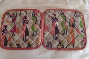 2 Handmade Pot Holders - Ethnic Pattern - 100% Cotton, Abstract, Multi Color - Picture 1 of 5