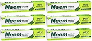 6 x 200g (Total 1.2kg) NEEM TOOTHPASTE ACTIVE TOOTH PASTE 100% Vegetarian - Picture 1 of 2