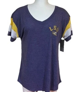 NEW Louisiana State LSU Tigers Colosseum SS V Neck Shirt Purple Women's M - Picture 1 of 7