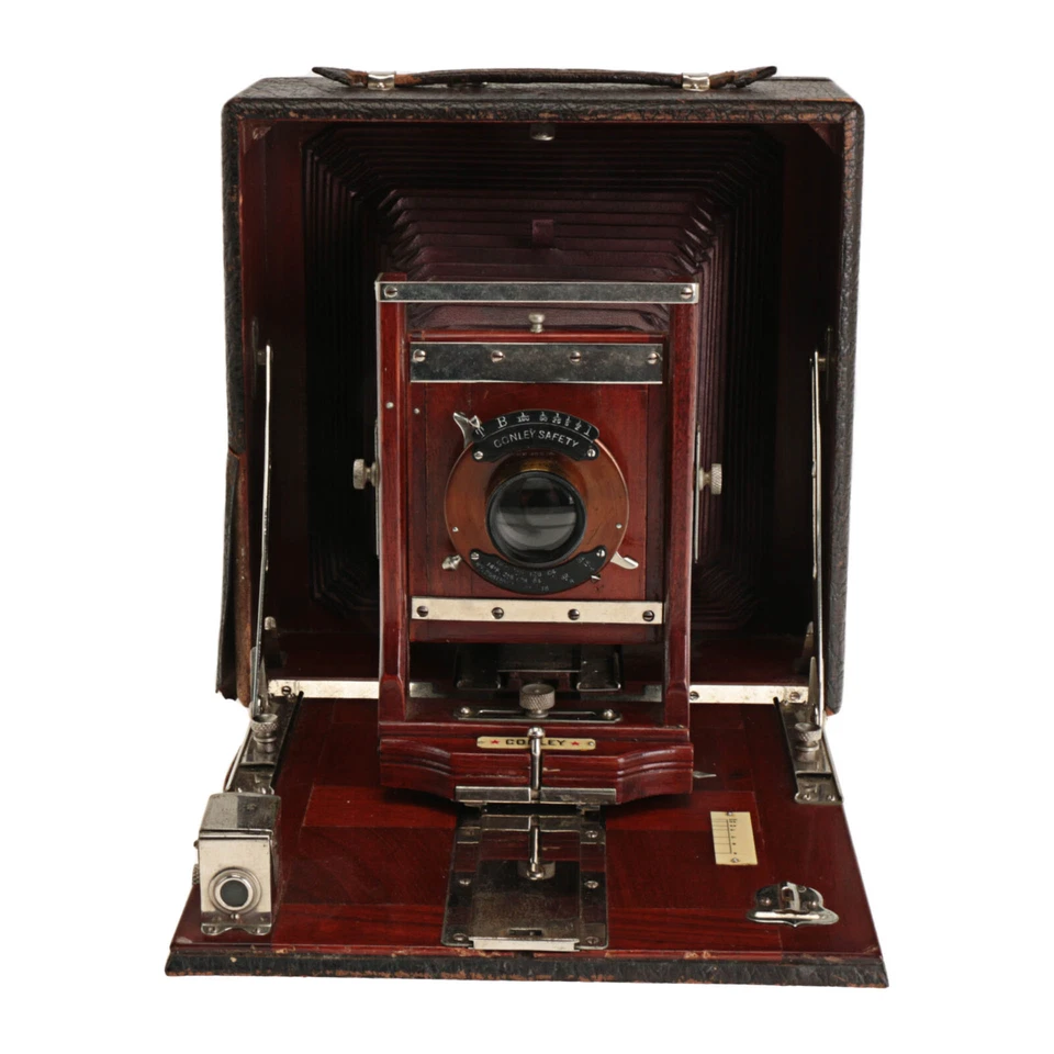 Conley 5x7 Film Large Format View Camera with Red Bellows and 4 Plate Holders - Image 1 of 4